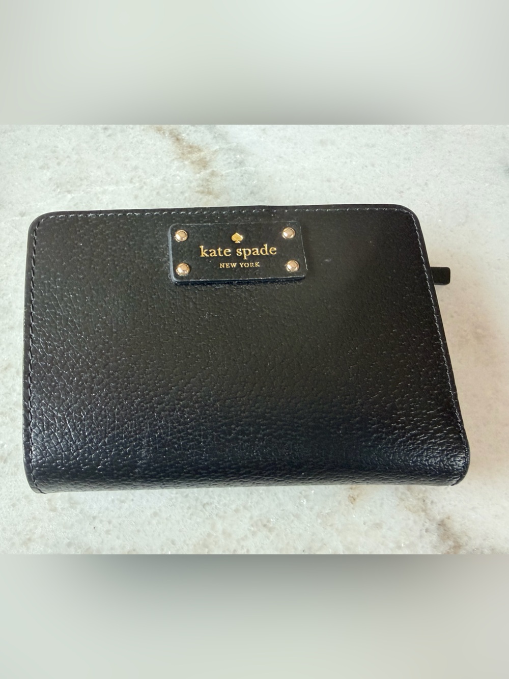 Kate Spade Black Pebbled Leather Card Wallet